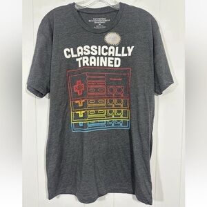 NEW Official Nintendo Mens Sz M T Shirt Controller Classically Trained Gray